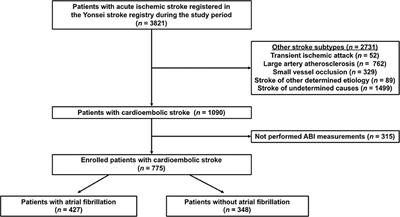 Low Ankle-Brachial Index Is Associated With Stroke Recurrence in Ischemic Stroke Patients With Atrial Fibrillation